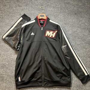 Miami Heat Adidas Warmup Jacket Men's Size 2XL 2012 Wade LeBron Bosh NBA Black
